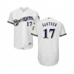 Mens Milwaukee Brewers 17 Jim Gantner White Alternate Flex Base Authentic Collection Baseball Jersey