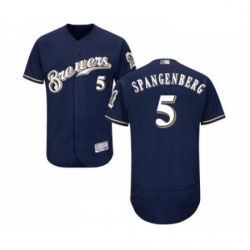 Mens Milwaukee Brewers 5 Cory Spangenberg Navy Blue Alternate Flex Base Authentic Collection MLB Jersey