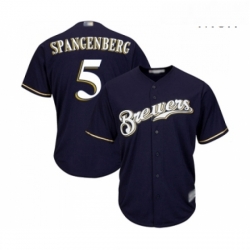 Mens Milwaukee Brewers 5 Cory Spangenberg Replica Navy Blue Alternate Cool Base Baseball Jersey 