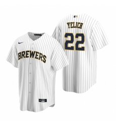 Mens Nike Milwaukee Brewers 22 Christian Yelich White Alternate Stitched Baseball Jersey