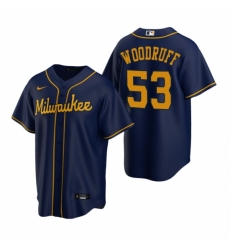 Mens Nike Milwaukee Brewers 53 Brandon Woodruff Navy Alternate Stitched Baseball Jersey