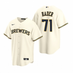 Mens Nike Milwaukee Brewers 71 Josh Hader Cream Home Stitched Baseball Jersey