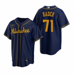 Mens Nike Milwaukee Brewers 71 Josh Hader Navy Alternate Stitched Baseball Jersey