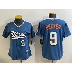 Women Milwaukee Brewers  9 Bob Uecker Mineral Blue 2026 City Connect Stadium Stitched Baseball Jersey  