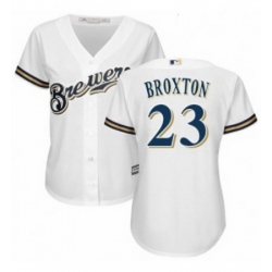 Womens Majestic Milwaukee Brewers 23 Keon Broxton Replica Navy Blue Alternate Cool Base MLB Jersey 