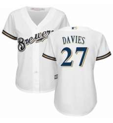 Womens Majestic Milwaukee Brewers 27 Zach Davies Authentic Navy Blue Alternate Cool Base MLB Jersey 