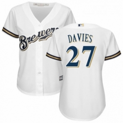 Womens Majestic Milwaukee Brewers 27 Zach Davies Authentic Navy Blue Alternate Cool Base MLB Jersey 