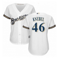 Womens Majestic Milwaukee Brewers 46 Corey Knebel Replica White Home Cool Base MLB Jersey 