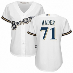 Womens Majestic Milwaukee Brewers 71 Josh Hader Authentic Navy Blue Alternate Cool Base MLB Jersey 