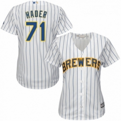 Womens Majestic Milwaukee Brewers 71 Josh Hader Replica White Home Cool Base MLB Jersey 