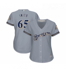 Womens Milwaukee Brewers 65 Burch Smith Replica Grey Road Cool Base Baseball Jersey 