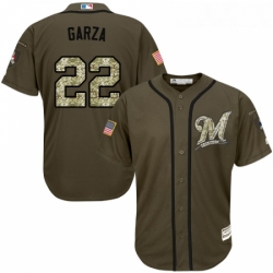 Youth Majestic Milwaukee Brewers 22 Matt Garza Replica Green Salute to Service MLB Jersey