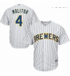 Youth Majestic Milwaukee Brewers 4 Paul Molitor Authentic White Alternate Cool Base MLB Jersey