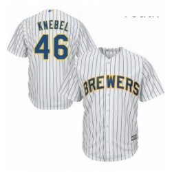 Youth Majestic Milwaukee Brewers 46 Corey Knebel Authentic White Alternate Cool Base MLB Jersey 