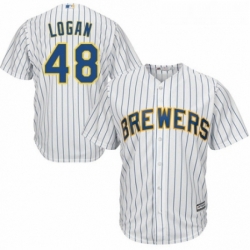 Youth Majestic Milwaukee Brewers 48 Boone Logan Replica White Home Cool Base MLB Jersey 