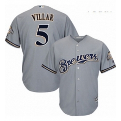 Youth Majestic Milwaukee Brewers 5 Jonathan Villar Replica Grey Road Cool Base MLB Jersey