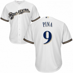 Youth Majestic Milwaukee Brewers 9 Manny Pina Replica Navy Blue Alternate Cool Base MLB Jersey 