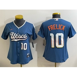 Youth Milwaukee Brewers  10 Sal Frelick Mineral Blue 2026 City Connect Stadium Stitched Baseball Jersey