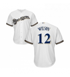 Youth Milwaukee Brewers 12 Alex Wilson Replica White Alternate Cool Base Baseball Jersey 