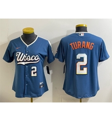 Youth Milwaukee Brewers  2 Brice Turang Mineral Blue 2026 City Connect Stadium Stitched Baseball Jersey
