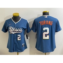 Youth Milwaukee Brewers  2 Brice Turang Mineral Blue 2026 City Connect Stadium Stitched Baseball Jersey