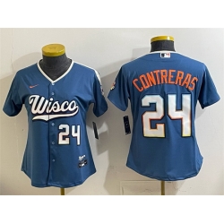 Youth Milwaukee Brewers  24 William Contreras Mineral Blue 2026 City Connect Stadium Stitched Baseball Jersey