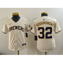 Youth Milwaukee Brewers  32 Jacob Misiorowski Cream Limited Stitched Jersey