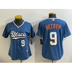 Youth Milwaukee Brewers  9 Bob Uecker Mineral Blue 2026 City Connect Stadium Stitched Baseball Jersey