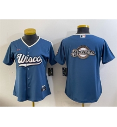 Youth Milwaukee Brewers Team Big Logo Mineral Blue 2026 City Connect Stadium Stitched Baseball Jersey Youth Milwaukee Brewers Team Big Logo Mineral Blue 2026 City Connect Stadium Stitched Baseball Jersey