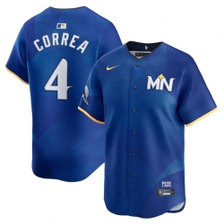 Men Minnesota Twins 4 Carlos Correa Royal 2024 City Connect Limited Stitched Baseball Jersey