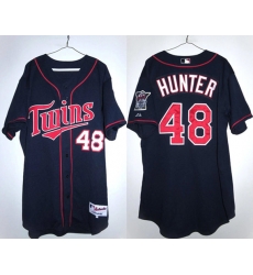 Men Minnesota Twins  48 Torii Hunter Navy Double Knit Stitched Baseball Jersey