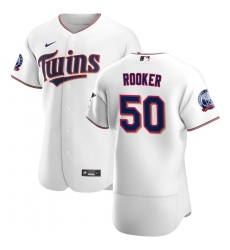 Men Minnesota Twins 50 Brent Rooker Men Nike White Home 2020 60th Season Flex Base Team MLB Jersey