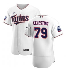 Men Minnesota Twins 79 Gilberto Celestino Men Nike White Home 2020 60th Season Flex Base Team MLB Jersey