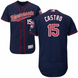 Mens Majestic Minnesota Twins 15 Jason Castro Navy Blue Alternate Flex Base Authentic Collection MLB Jersey