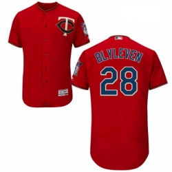 Mens Majestic Minnesota Twins 28 Bert Blyleven Authentic Scarlet Alternate Flex Base Authentic Collection MLB Jersey