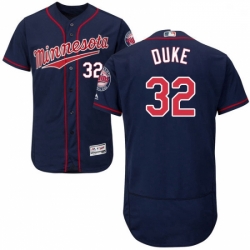 Mens Majestic Minnesota Twins 32 Zach Duke Navy Blue Alternate Flex Base Authentic Collection MLB Jersey