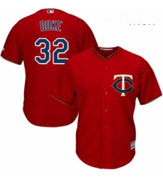 Mens Majestic Minnesota Twins 32 Zach Duke Replica Scarlet Alternate Cool Base MLB Jersey 