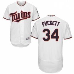 Mens Majestic Minnesota Twins 34 Kirby Puckett White Home Flex Base Authentic Collection MLB Jersey