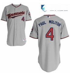 Mens Majestic Minnesota Twins 4 Paul Molitor Authentic Grey Road Cool Base MLB Jersey