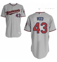 Mens Majestic Minnesota Twins 43 Addison Reed Authentic Grey Road Cool Base MLB Jersey 