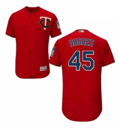 Mens Majestic Minnesota Twins 45 Phil Hughes Authentic Scarlet Alternate Flex Base Authentic Collection MLB Jersey