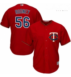 Mens Majestic Minnesota Twins 56 Fernando Rodney Replica Scarlet Alternate Cool Base MLB Jersey 