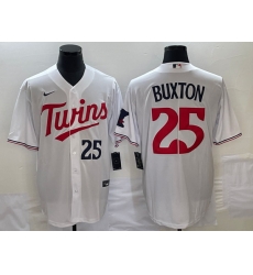 Men's Minnesota Twins #25 Byron Buxton Number White Red Stitched MLB Cool Base Nike Jersey