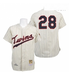 Mens Mitchell and Ness 1970 Minnesota Twins 28 Bert Blyleven Replica Cream Throwback MLB Jersey