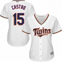 Womens Majestic Minnesota Twins 15 Jason Castro Authentic White Home Cool Base MLB Jersey