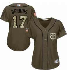 Womens Majestic Minnesota Twins 17 Jose Berrios Authentic Green Salute to Service MLB Jersey