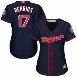 Womens Majestic Minnesota Twins 17 Jose Berrios Authentic Navy Blue Alternate Road Cool Base MLB Jersey