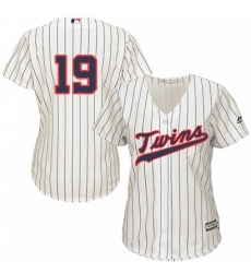 Womens Majestic Minnesota Twins 19 Anibal Sanchez Replica Cream Alternate Cool Base MLB Jersey 