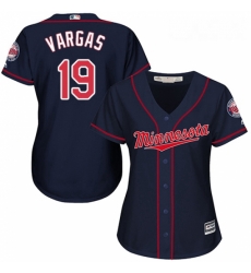 Womens Majestic Minnesota Twins 19 Kennys Vargas Replica Navy Blue Alternate Road Cool Base MLB Jersey