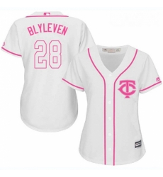 Womens Majestic Minnesota Twins 28 Bert Blyleven Replica White Fashion Cool Base MLB Jersey